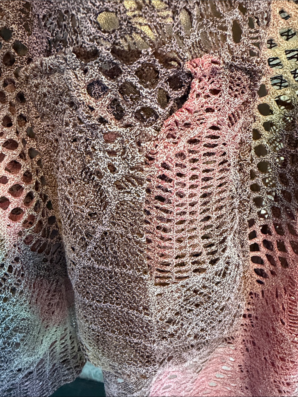 Crochet Overlay Top in Pink, Brown & Cream - Picture 4 of 8